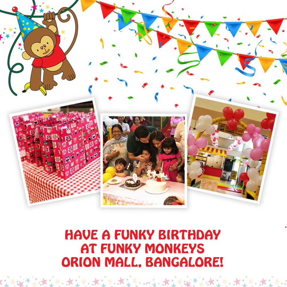 OrionMalls's tweet image. Looking for an exciting venue to host your child’s birthday party?
Call @funkymonkeysBOM (080 22682300/01), which is an ideal one stop birthday party destination.

#FunkyMonkeys #OrionMalls #PlayCenter #GamingZone #Bangalore #Party