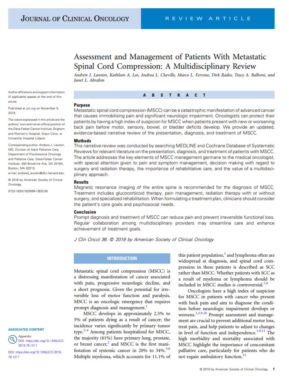 Kristel Gonzalez Assessment And Management Of Patients With Metastatic Spinal Cord Compression A Multidisciplinary Review By Andrew J Lawton T Co 4uf6mpaypr Jco Asco Cancermex Cap Alianza Ssalud Mx Tomateloapecho