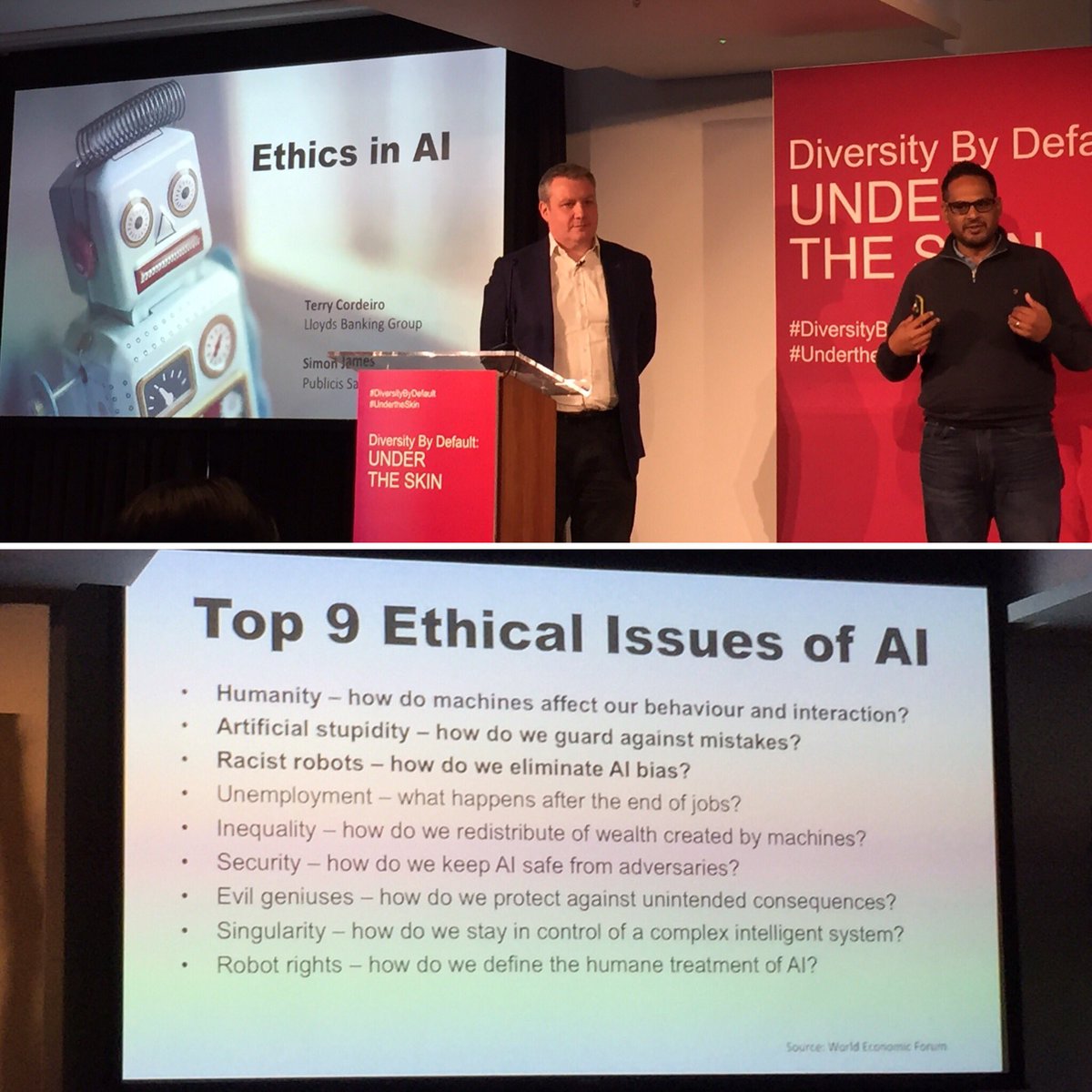 StevenAJCox's tweet photo. On #AI &amp; #bias @Terryc_uk of @LBGNews &amp; @si_james_ of @SR_ suggest “Bias In, Bias Out” is the new “Garbage In, Garbage Out”, the hazards of bias in AI training data, along w/ other insightful thoughts #DiversityByDefault #UnderTheSkin https://t.co/P4pGuHtIs8