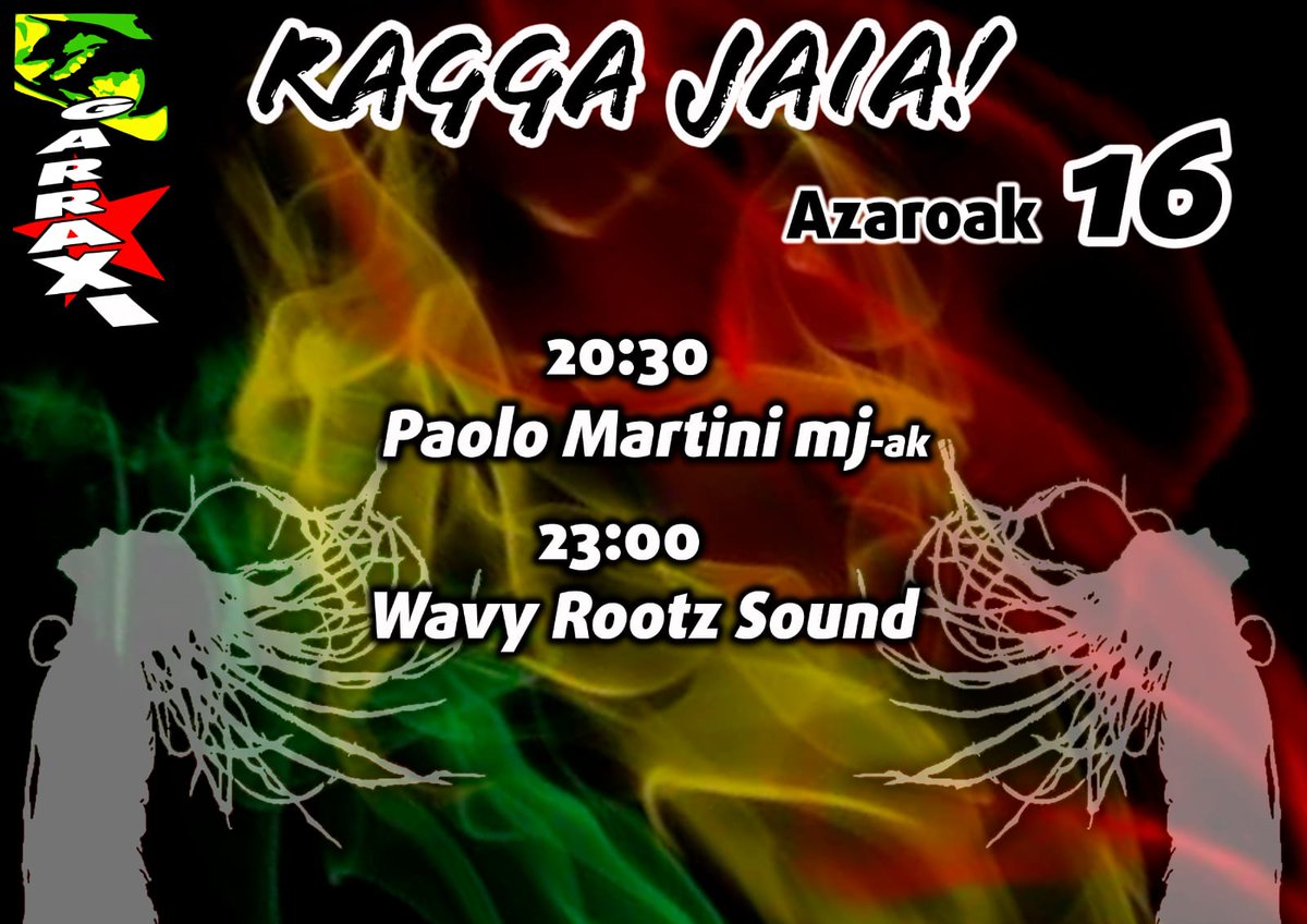 Aupa gazte!💥

Aurten ere badator Garraxiko Ragga jaia! 
Ostiral honetan garraxin bertan, 
animatu etortzera!

Musika eta giroa gure kontu... Ostiralerarte😜🤘🏼