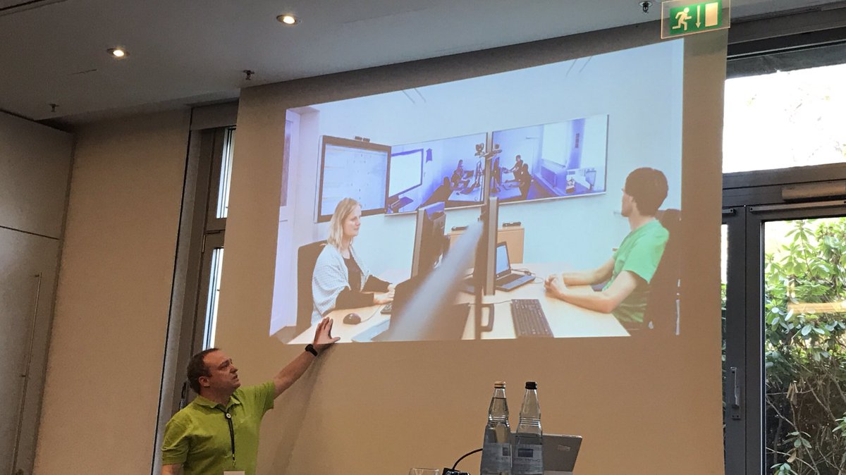 AgileTD's tweet photo. One team one office although distributed. Video calls, interactive Scrum boards and virtual rooms help the distributed teams to work together, talk about problems and share knowledge. #ETEO @KayGrebenstein @SaTestservices https://t.co/It1fAbp4gI