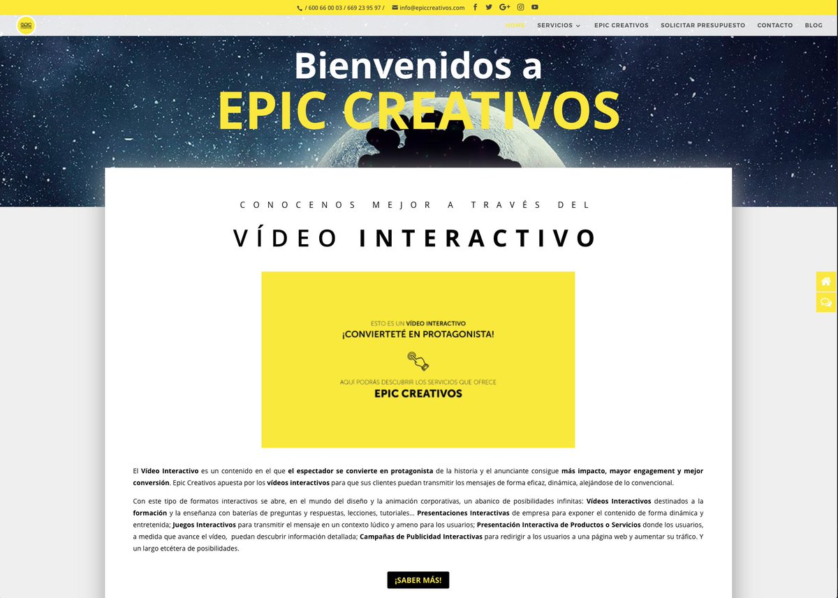 📣 ¡En Epic Creativos no paramos de meternos en líos!
Ahora, nuestros clientes podrán aprovecharse del ▶️ VÍDEO INTERACTIVO para POTENCIAR su marca y AUMENTAR el engagement con sus clientes.
🔗 epiccreativos.com/videos-interac…
✅ Pruébalo tu mismo en nuestra WEB y dinos que te parece!!