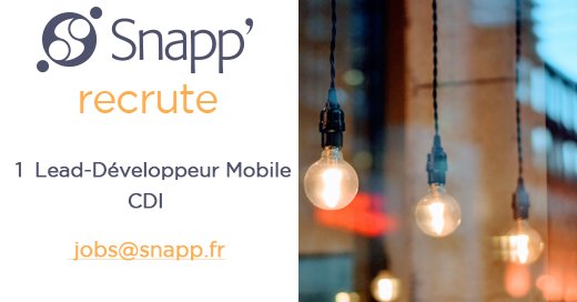 🥇 Snapp' recrute un LEAD DEVELOPPEUR MOBILE ! Détail du poste 👉 snapp.fr/recrutement/ Join us et envoyez-nous votre candidature à  jobs@snapp.fr  ! #OffreEmploi