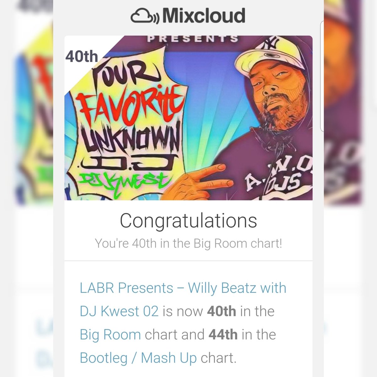 EspressoYCB's tweet photo. Yo Dee J. Kwest, your killing it!!
#labr #loveabrotherradio #willybeatz #djkwest #mixcloud #charts #multiple #multiplecharts #bigroom #bootlegsandmashups https://t.co/qyvTNuB2cZ