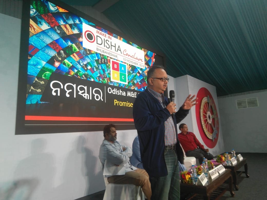 BARCIndia's tweet photo. BARC India CEO, @parthodasgupta  presenting on the immense growth and potential that the M&amp;E  sector holds in Odisha at #MIO2018 #MakeInOdisha #JoinTheJuggernaut  @ficci_india @CMO_Odisha @Naveen_Odisha @InvestInOdisha https://t.co/7OVH0lfhJx
