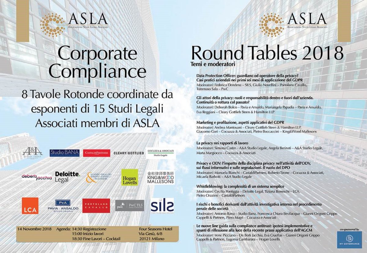 Pietro Orzalesi è intervenuto come moderatore al round table "Whistleblowing: la complessità di un sistema semplice" organizzato dall'ASLA.