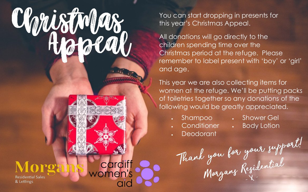 We're once again organising a present collection for <a href="/cardiffwaid/">Cardiff Women's Aid</a>. As well as collecting presents for the children at the refuge this #Christmas we're also hoping to put together small packs of toiletries for the women so we’d be grateful for any donations. #rhiwbina #cardiff