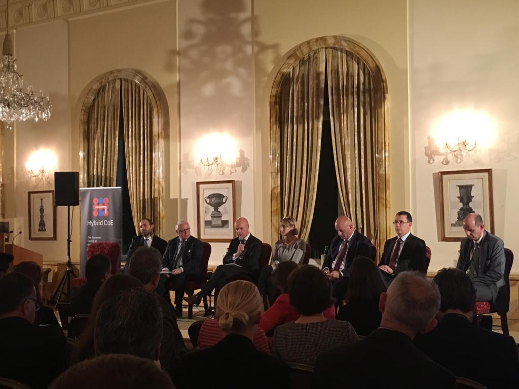 JillMorrisFCDO's tweet photo. Last night at Villa Wolkonsky I hosted a workshop on #HybridThreats. Always good to share best practice and strategies with our partners. Great to have @PhilipRBarton and @JoriArvonen in Rome, with @fscodeleo, Fabio Rugge, @AndreaManciulli, @Margelletti, @FWLuciolli & Jamie Shea https://t.co/rZn2DwEF6i