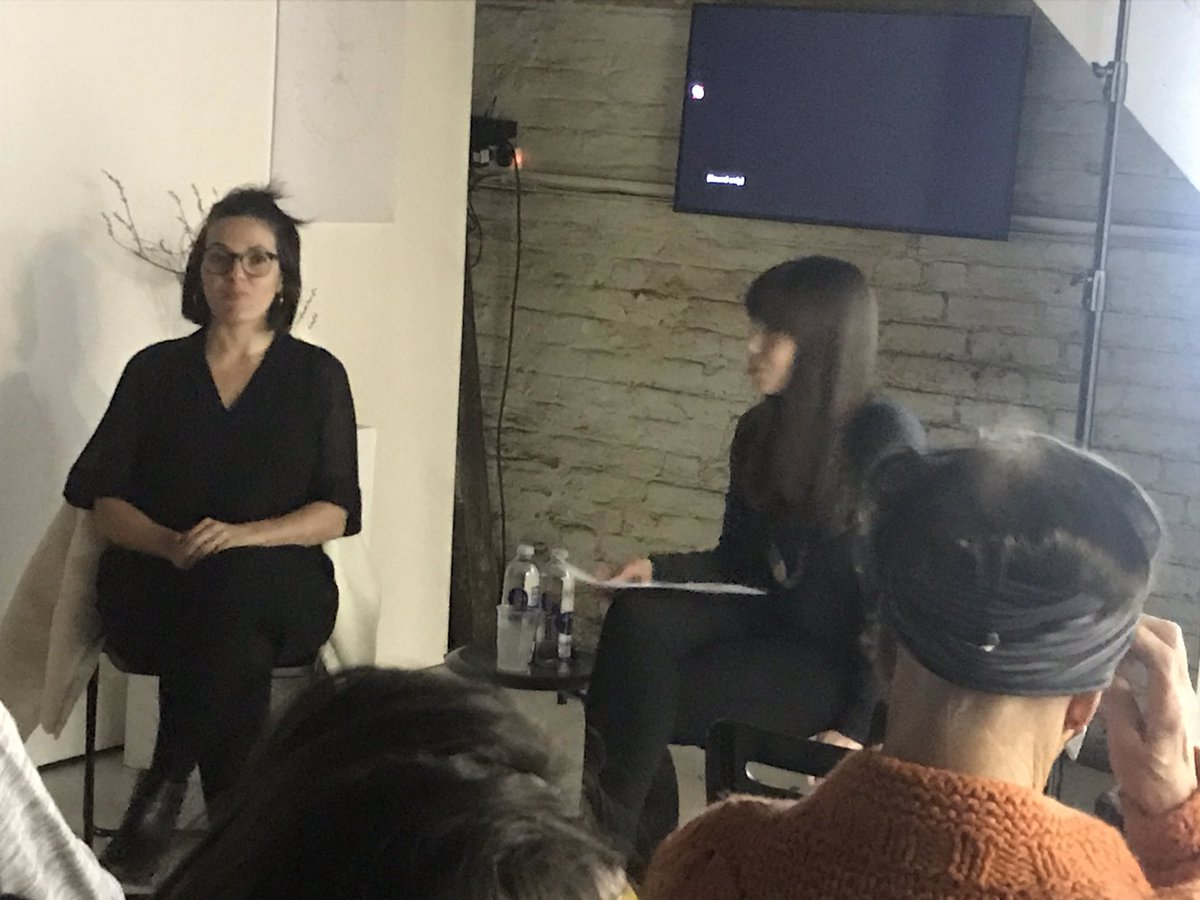 Great to learn more about <a href="/NatashaCaruana/">Natasha Caruana 💙</a> ‘s amazingly visceral practice that draws on her most personal experiences. In conv. w @LauraHensser <a href="/iheart_women/">iheartwomen</a> part of the <a href="/FieldsForum/">Field/s</a> show at <a href="/sluice__/">sluice</a> HQ.