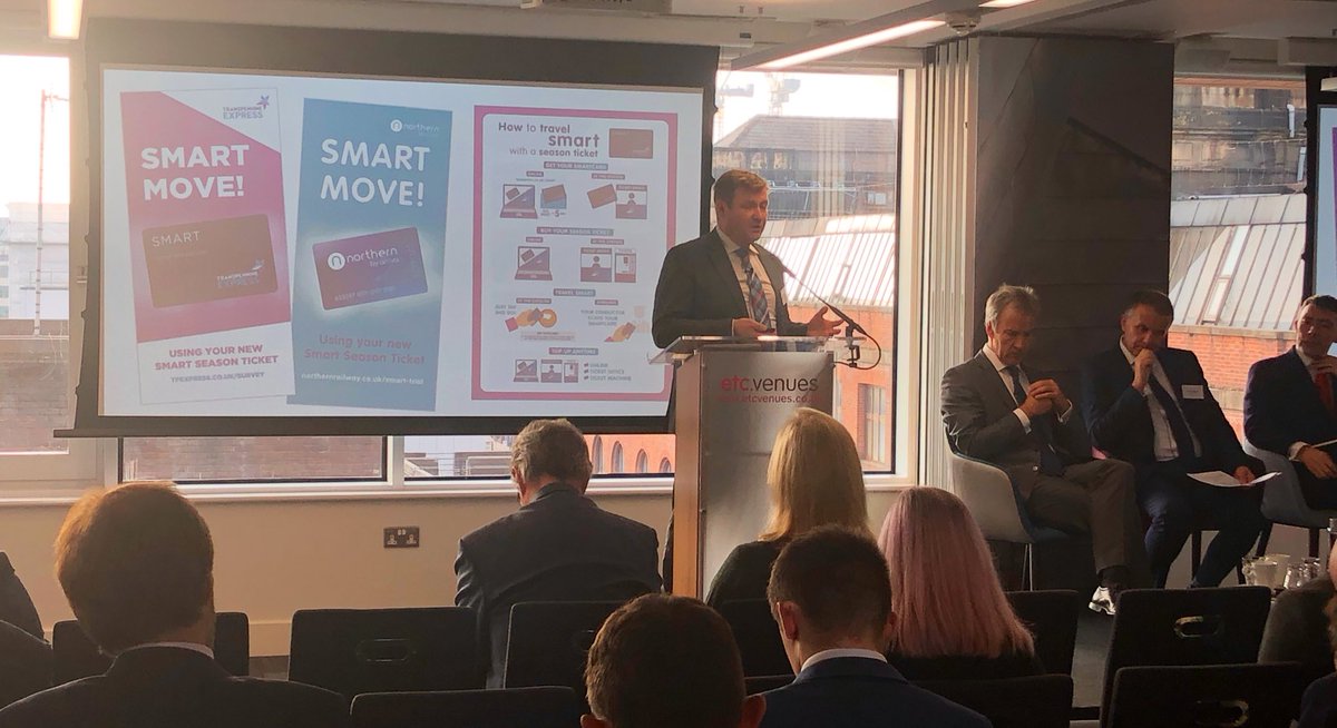 Transport4North's tweet photo. At the #NETS18, Alastair Richards, our Director of Integrated and Smart Travel, is talking about how people don’t see the North as different operators, they see it as where they want go, and better Smart travel across the North will make the whole system much easier to understand https://t.co/j1Ulno6ZwR