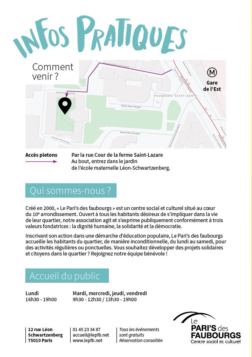 sourcedinfo's tweet photo. 📣 Des conférences, des films, des débats, des ateliers, des visites... C'est la Quinzaine des médias du 19 au 30 novembre au centre social et culturel Le Pari's des faubourgs (75010). RT appréciés. https://t.co/n3v88zrTck