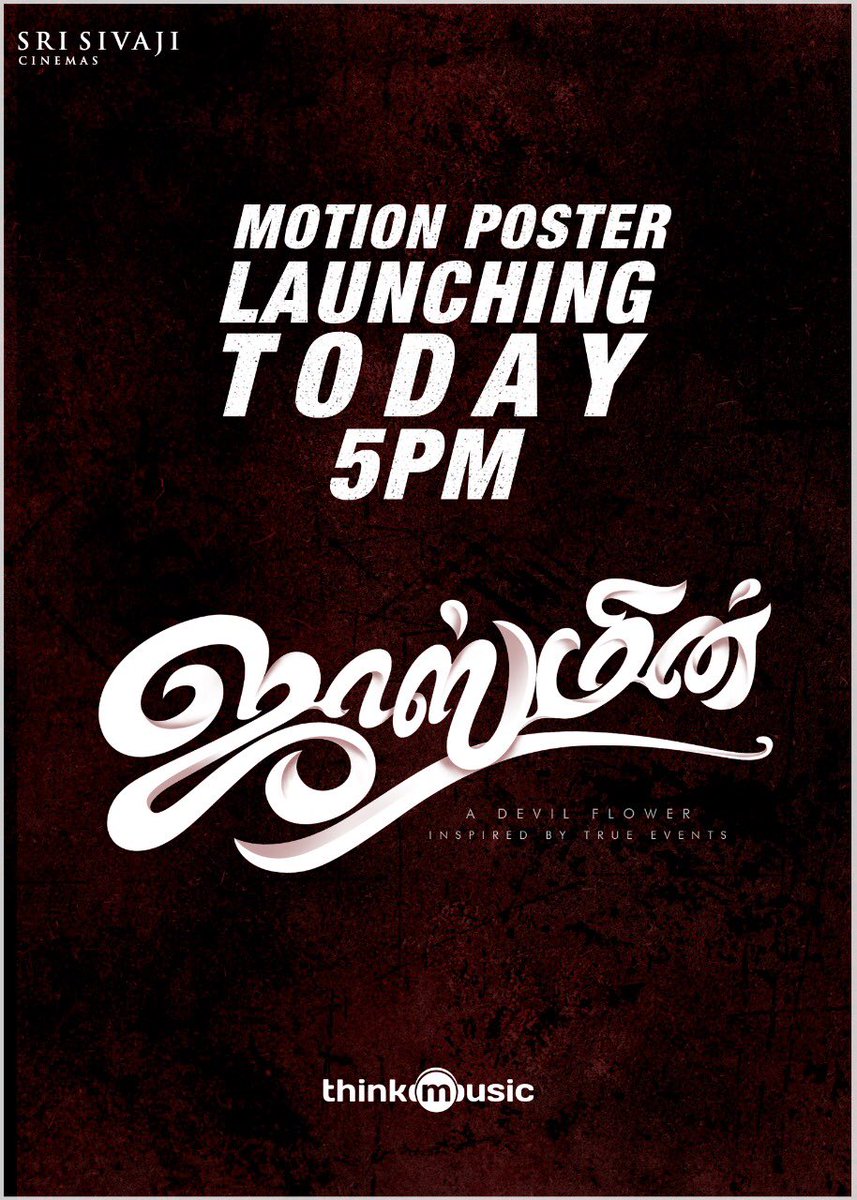 #JasmineMotionPoster 
Less than a hour to go for the Motion Poster of #Jasmine !!

A <a href="/CSathyaOfficial/">C.Sathya</a> Musical !
<a href="/jehansaai/">jegan palanivel</a> <a href="/sidsriram/">Sid Sriram</a> <a href="/Promounamravi1/">Pro Mounamravi</a> <a href="/KHXREE_POP/">KharesmaRavichandran</a> <a href="/bhagathk/">BhagathKumar</a> <a href="/vairamuthu/">வைரமுத்து</a> <a href="/Prakash_ssc/">Prakash Balasubramanian</a> <a href="/PonnaiyaKannan/">Kannan Ponnaiya</a> <a href="/srisivajissc/">Sri Sivaji Cinemas</a> <a href="/liocoin/">liocoin</a> #WonderlandMotionPictures
