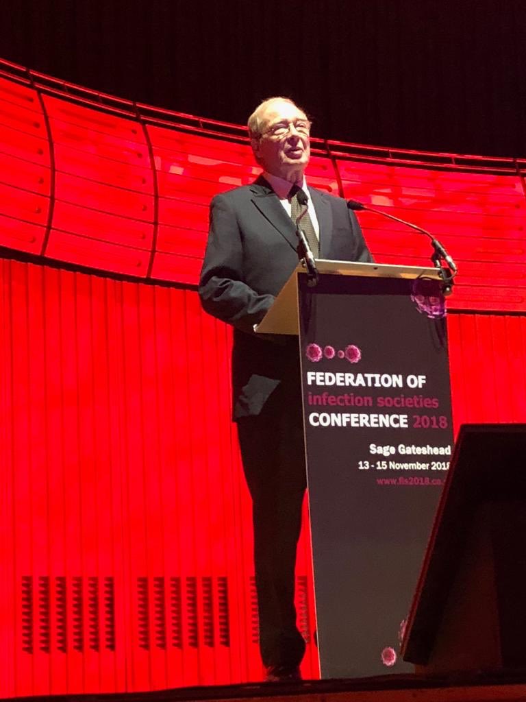 DrGLMarsden's tweet photo. Our President, Prof Gary French, discusses the rise and fall of MRSA in England in the inaugural Gary French lecture #fisnov18 @FISNov2018 https://t.co/DH4Kc9Qqx2