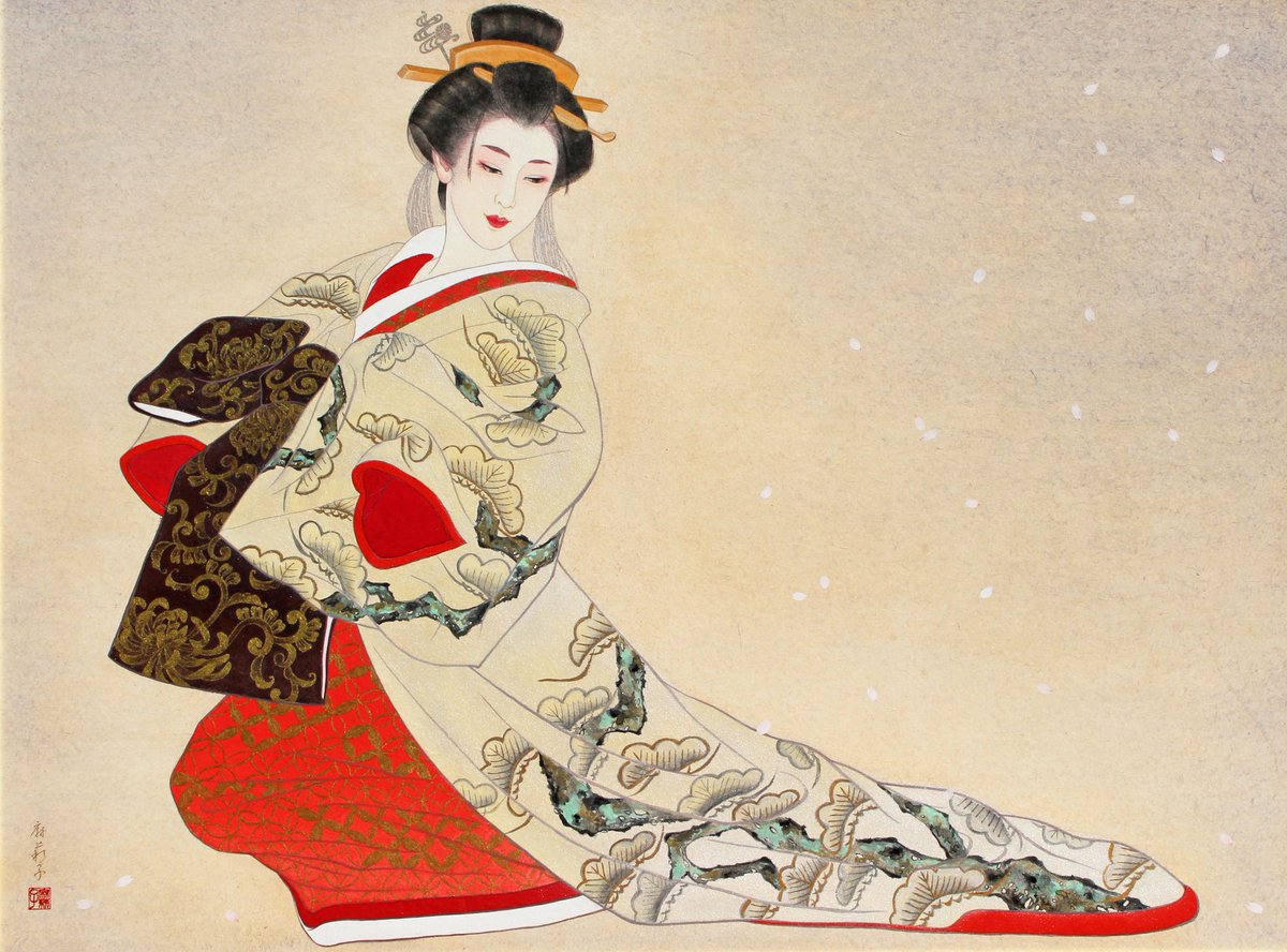 着物を纏う女性の美を日本画で表現しています🌸 #着物の日 #きものの日