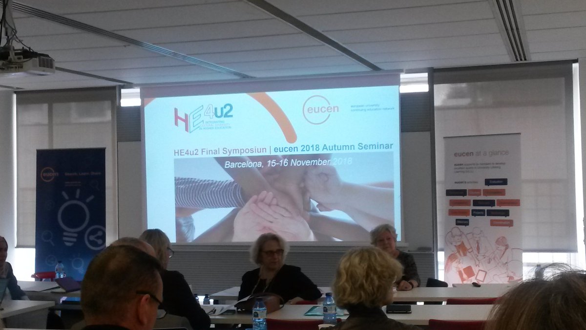 eucen's tweet photo. Questions time at the #HE4u2 Final Learning Symposium, after an intense and inspiring set of presentations on the importance of #culturaldiversity! Panel session soon starting @SolidaritatUB @EUErasmusPlus @royo_carme https://t.co/L7XQ2ZZIzv