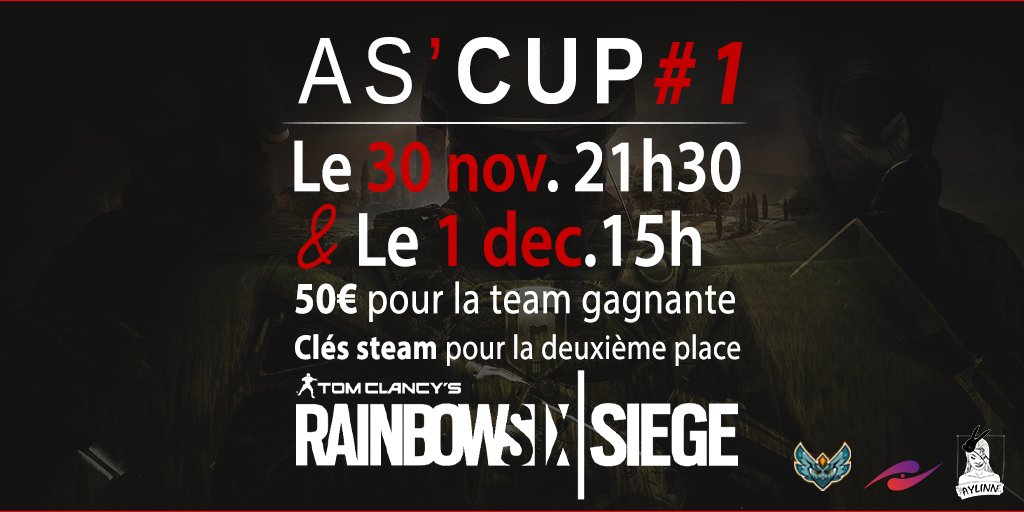 Aylinn_tv's tweet photo. Hello ! (petite modification)

Le ven. 30 nov. à 21h30 et le sam. 1er dec. à 15h00 nous organisons avec @Sygix_Off un tournoi sur #RainbowSixSiege PC 🏆

➡️ Rendez-vous ici pour participer : https://t.co/vucBtGps7N   

En partenariat avec la @XenotimeE !

#RT appréciés https://t.co/i3A169Gb09