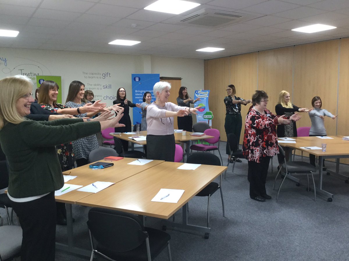 samph_64's tweet photo. We started our team meeting with a quick warm up session as part of @ActiveLincs Walk and Talk Self Care Week Challenge. You can see from the smiles our colleagues really enjoyed it. @lincscoop #wellbeing #activeworkplace #Activelincs https://t.co/qynJyHwlmH
