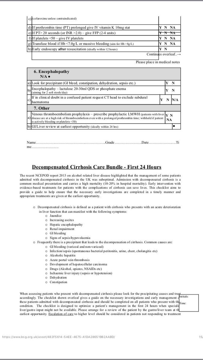 Revalidaid's tweet photo. A useful tool for undifferentiated physicians managing complex patients with Decompensated Cirrhosis - this care bundle has been shown to improve inpatient mortality https://t.co/THwfTywcL6 @RCPLondon @BritSocGastro @conscri_PT #liver #hepatology #decompensatedcirrhosis #first24 https://t.co/UaGRIAWzjM