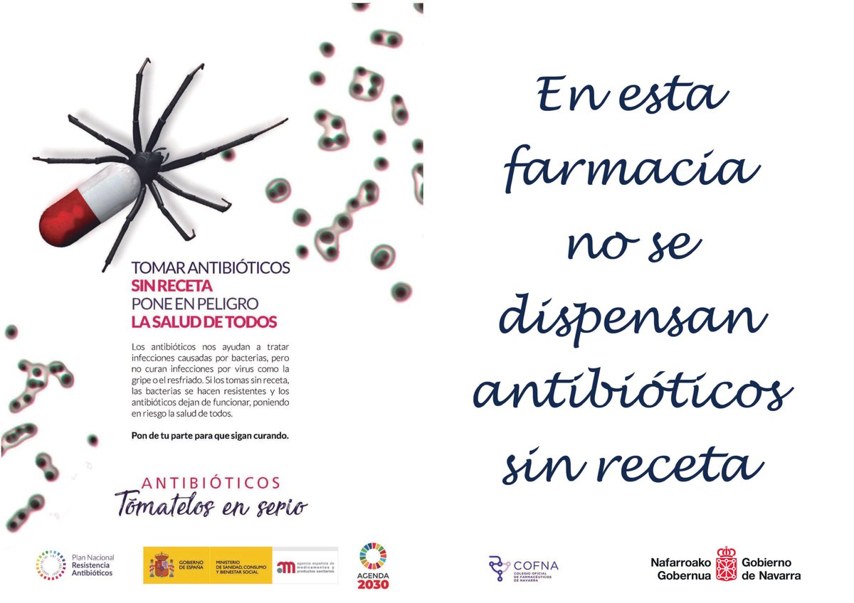 COF_Navarra's tweet photo. 👉Los #antibióticos NUNCA sin receta, NUNCA compartidos y NUNCA para tratar la #gripe o el #resfriado ⚠️#TómatelosEnSerio! Desde @COFNA nos sumamos a esta campaña, que ya ha llegado a las farmacias navarras https://t.co/jOMFzl5IHi https://t.co/lGLWiMe8la