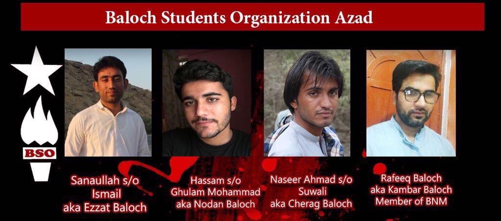 Shahmeer_BSO's tweet photo. The enforced disappearance of @BSO__AZAD leaders Sanaullah, Hassam, Nasser&amp;BNM member Rafique Baloch completes its one year today. Since then, there is no trace of them. I appeal to people for raising their voice against state barbarism in Balochistan.
#SaveBalochMissingPersons https://t.co/ukjApWCrHw
