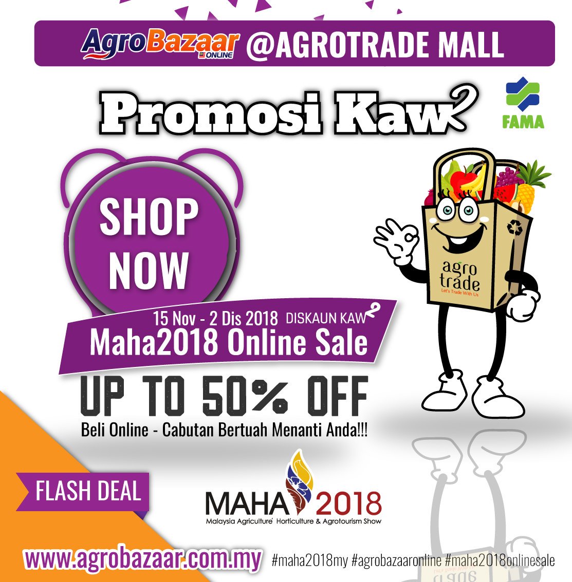 agrobazaar_msia's tweet photo. Yabedabedoooo!!!! 
.
Dah boleh shopping online sekarang. 
Klik URL dibawah utk pembelian secara online. 
Jangan lupa beli minima Rm50 anda berpeluang memenangi Cabutan Bertuah berupa TV dan barangan letrik bernilai hampir Rm10,000. 
.
Klik 👇👇👇
.
https://t.co/UIAi13tSQi https://t.co/Wta7UrQxvd