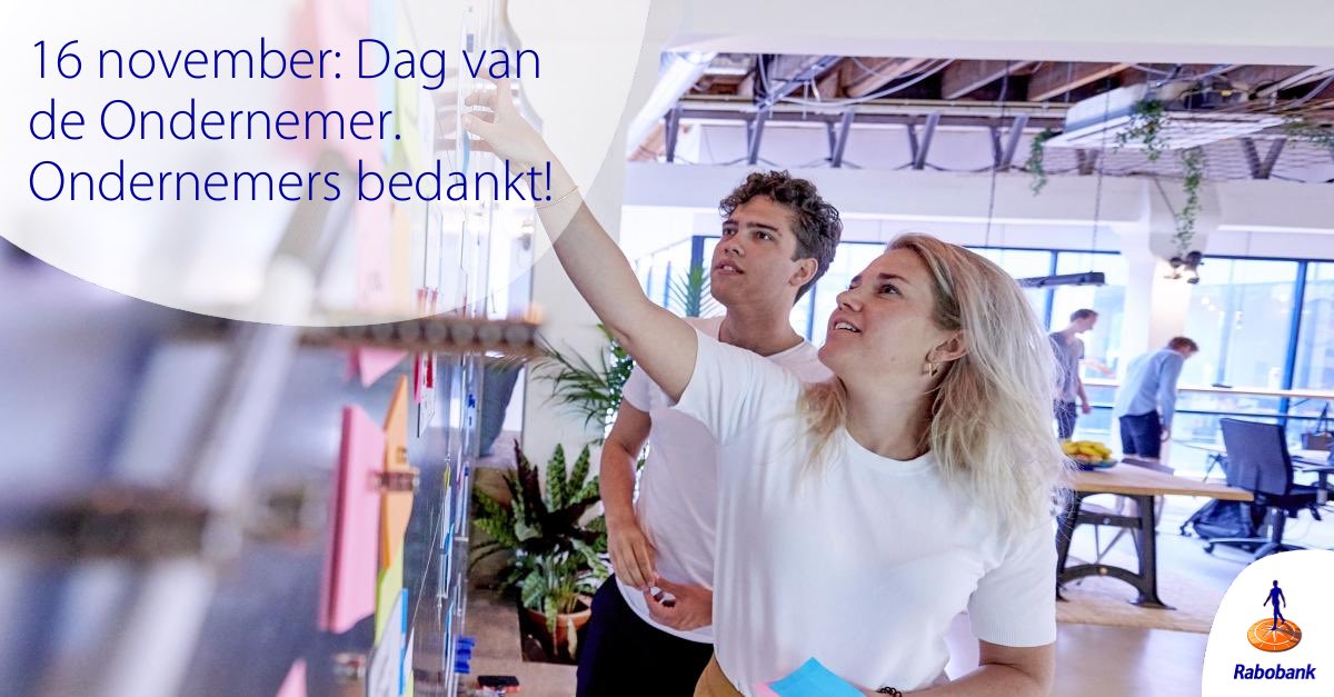 BertvanRooij's tweet photo. Vrijdag 16 november is het de Dag van de Ondernemer en zet heel Nederland ondernemers in het zonnetje en bedanken we jullie voor je lef en doorzettingsvermogen.
Want ondernemers zorgen voor groei, banen, welvaart, leefbare gemeenten en een bruisend verenigingsleven. https://t.co/tW5CIaVbYt