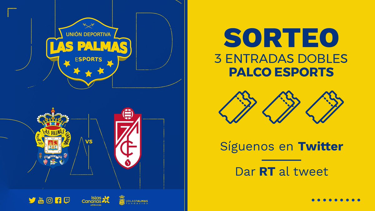 eSports_UDLP's tweet photo. ¡Ven con nosotros a disfrutar del partido por ser miembro de la comunidad eSports en el Palco eSports !

@UDLP_Oficial ⚔️ @GranadaCdeF 

🗓 16-11-2018
📍Estadio Gran Canaria

🔸¡Tenemos 3 entradas dobles de palco y anunciaremos los ganadores mañana a las 12:00!🔹

👇🔁 https://t.co/CasfaNuRFL