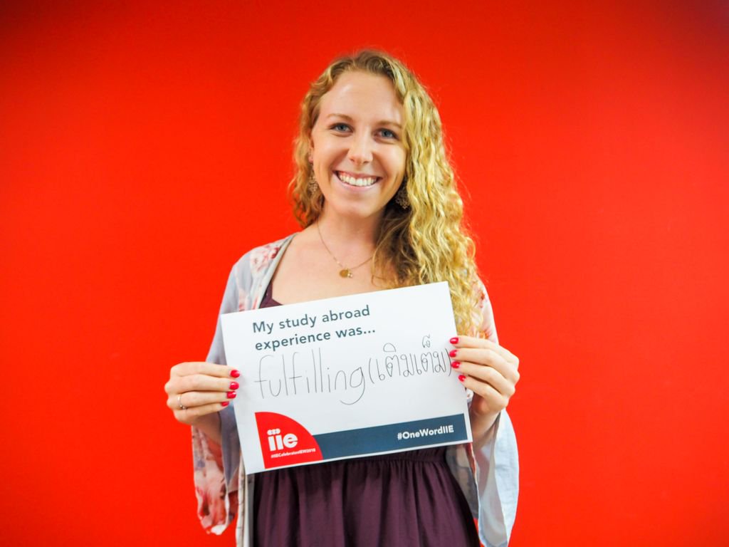 IIESEA's tweet photo. Here are some of the words our IIE colleagues in BKK Office used to describe their study abroad experiences! ---> Opportunities (โอกาสที่มากกว่า), Memorable (น่าจดจำ), Fulfilling (เติมเต็ม), Awesome! (เลิศมาก). How'd you describe your study abroad experience in a word #OneWordIIE https://t.co/xL8q9cxN5s