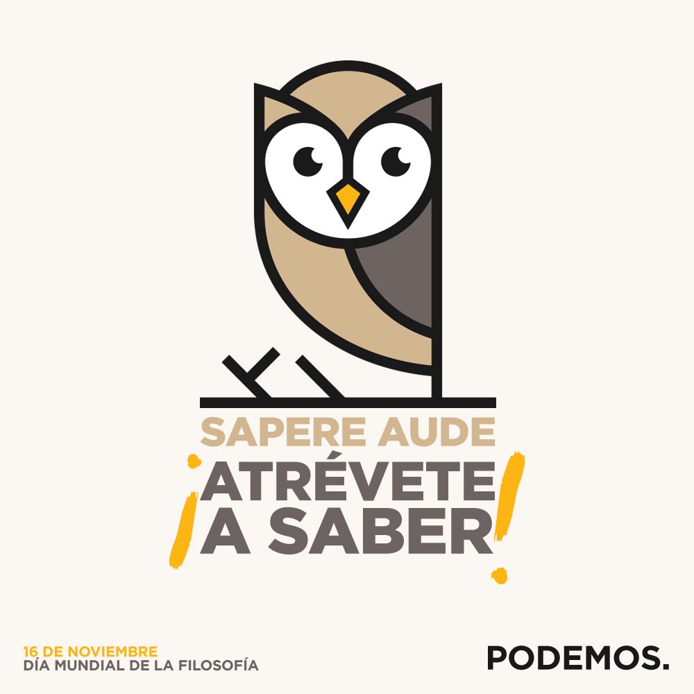 PODEMOS's tweet photo. La filosofía despierta en las personas el pensamiento crítico, un valor fundamental para una sociedad más justa y democrática.
Gracias a una propuesta nuestra, la filosofía volverá a estar presente en todas las aulas de bachillerato.
 
#DíaMundialDeLaFilosofía https://t.co/J1mLHIbpTB