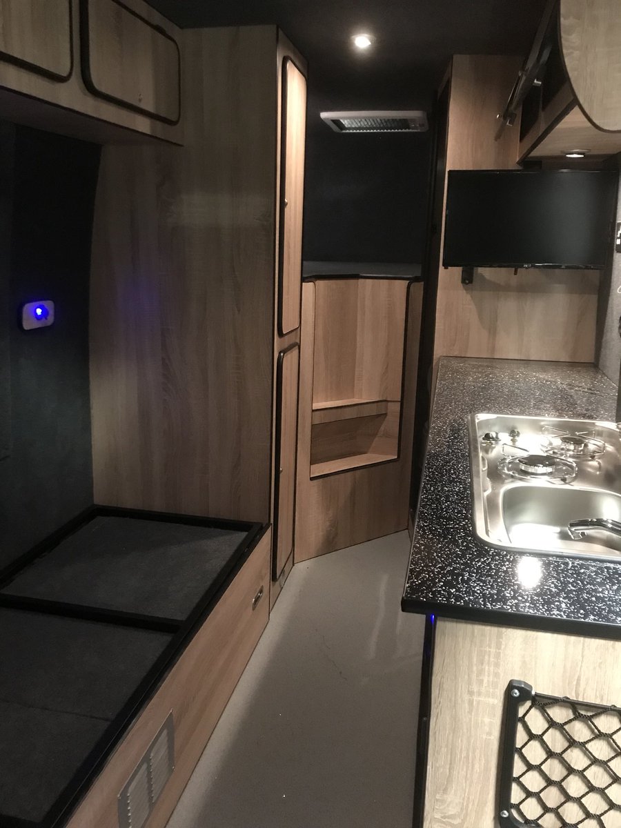 Race_Vans's tweet photo. Sneak preview time - A Mercedes Sprinter converted to a camper for a down hill mtb racer - requirement - carry bikes and equipment without sacrificing living space - 3 berth, fridge, grill, heater &amp; hotwater and lots of storage - full reveal soon! https://t.co/EigmWGpagc