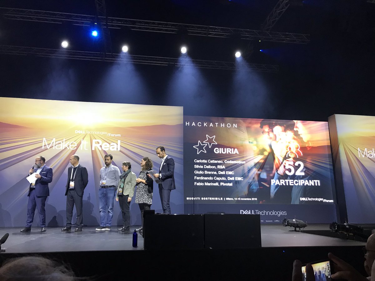 albastianon's tweet photo. #DellTechForum18hackathon sul palco il team vincitore del contest #DellTechForum Milano https://t.co/gZvDGwV3jn
