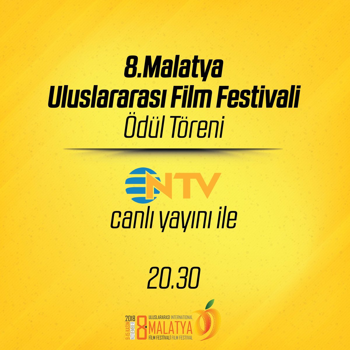 8. <a href="/malatyafilmfest/">MalatyaFilmFestivali</a> 'in ödülleri bu akşam sahiplerini buluyor. Kapanış töreni saat 20.30'da, <a href="/ntv/">NTV</a> 'de. Bekleriz😉