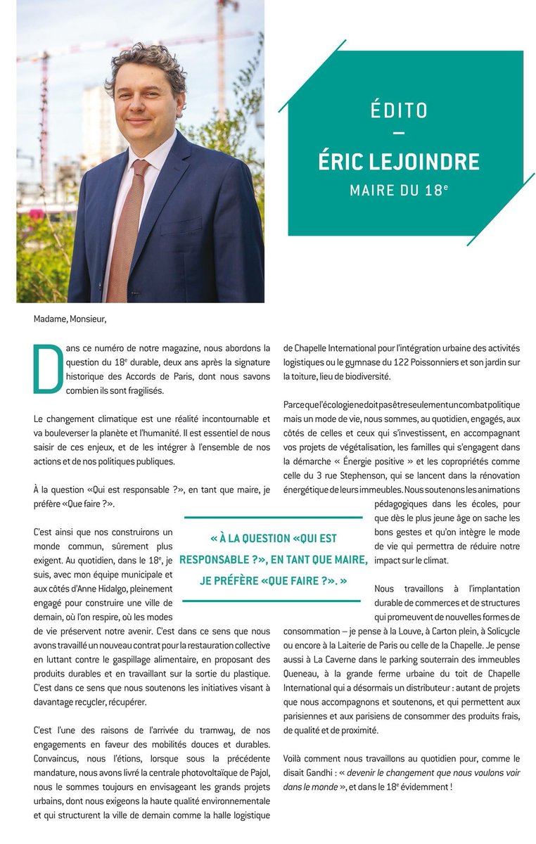EricLejoindre's tweet photo. A la question "Qui est responsable?" je préfère, en tant que maire, "Que faire?"
Retrouvez mon édito sur l’#écologie au quotidien et la ville de demain dans notre dernier magazine municipal. #Paris18 

https://t.co/CeKOZt3W2V https://t.co/Bvow9FU6XX