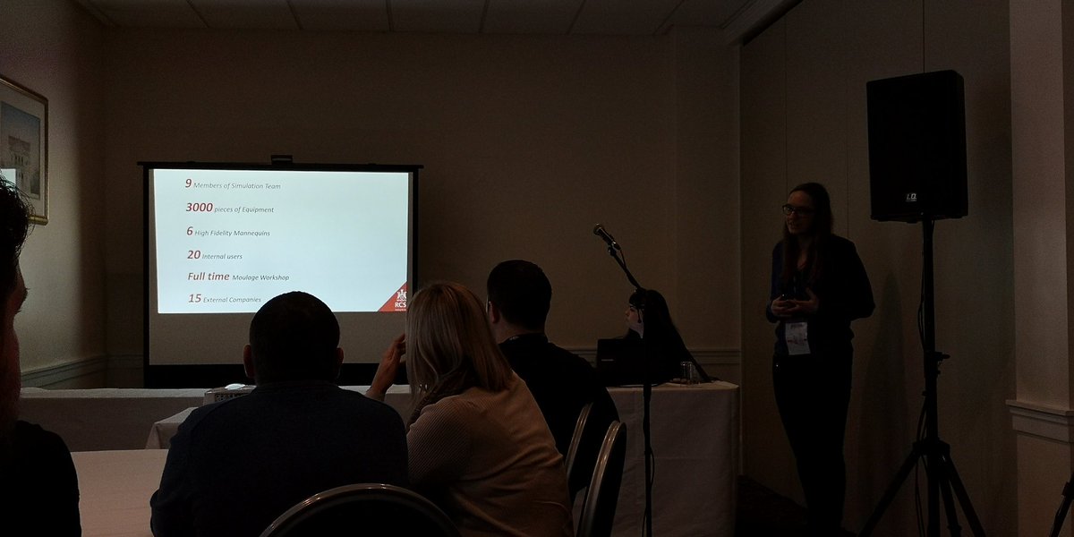 RCSI_SIM's tweet photo. Our first year in numbers 😍 Ops Manager Siobhan Murphy sharing some process improvement lessons from our new @RCSI_Irl Sim Centre at 26 York Street #ASPiH18 https://t.co/gSBXTcfmAG
