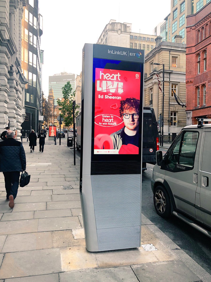 Excited to be in sunny Manchester for our #InLinkMCR launch. Doubly excited to pop round the corner to see my first Manchester InLink proudly showing <a href="/edsheeran/">Ed Sheeran HQ</a> and <a href="/thisisheart/">Heart</a> on King Street!  ☀️☀️☀️