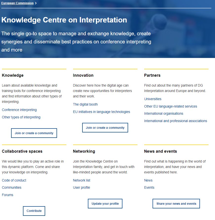 florikafink's tweet photo. The #KnowledgeCentre on #interpretation is an agora for the entire #1nt community 2 exchange ideas &amp; a search engine on interpretation! We @EUInterpreters are honoured to providing you w this new #digital tool tailor-made to your needs: https://t.co/X4smsYOD9x
#SCICkci https://t.co/GPHFfJgC8U