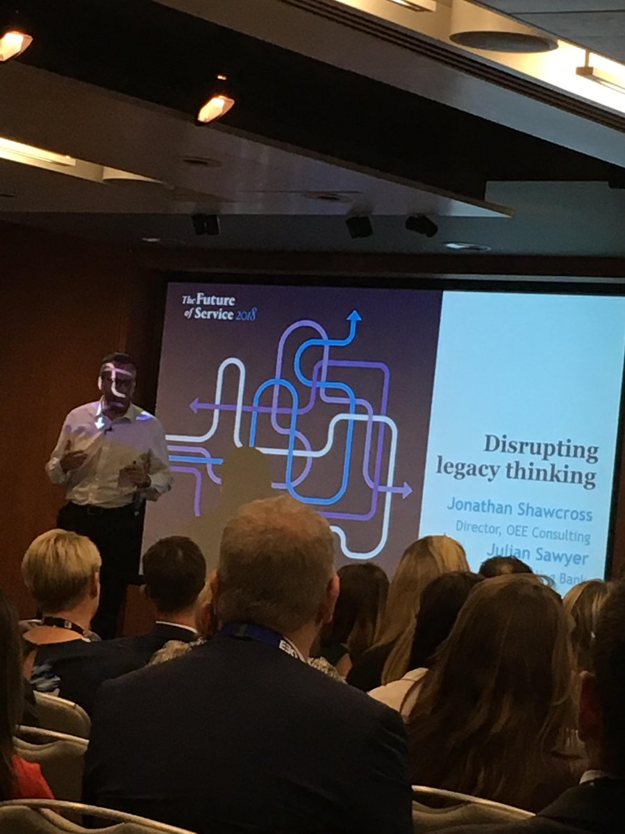 wearegobeyond's tweet photo. OEE Consulting's Jonathan Shawcross and Julian Sawyer from @StarlingBank are now discussing how to best disrupt legacy thinking at #TFOS18 #CX https://t.co/JUvg3QzDbX