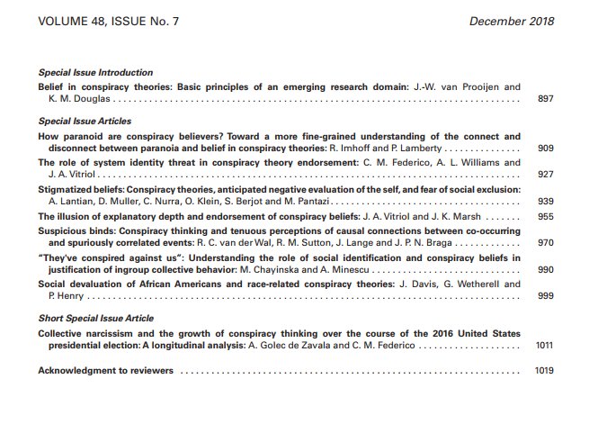 pia_lamberty's tweet image. Out now: Special issue on the belief in conspiracy theories #ConspiracyTheory #psychology #ejsp @easpinfo 

onlinelibrary.wiley.com/toc/10990992/2…