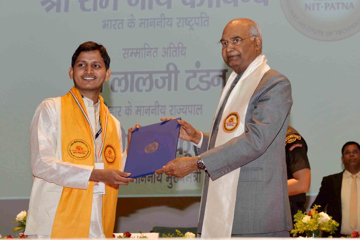 rashtrapatibhvn's tweet photo. #PresidentKovind addresses the 8th convocation of NIT Patna; says it is crucial to increase the participation of women in technology and scientific institutions across India https://t.co/kKQNZkkL00