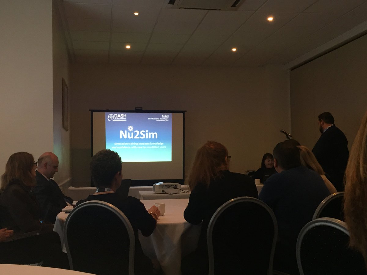 NEsimulation's tweet photo. Very excited and proud to see one of our sim tech champions presenting today at #ASPiH18. Great presentation. Well done @jstratford115 @NorthumbriaDASH https://t.co/Ug4PORYZx8