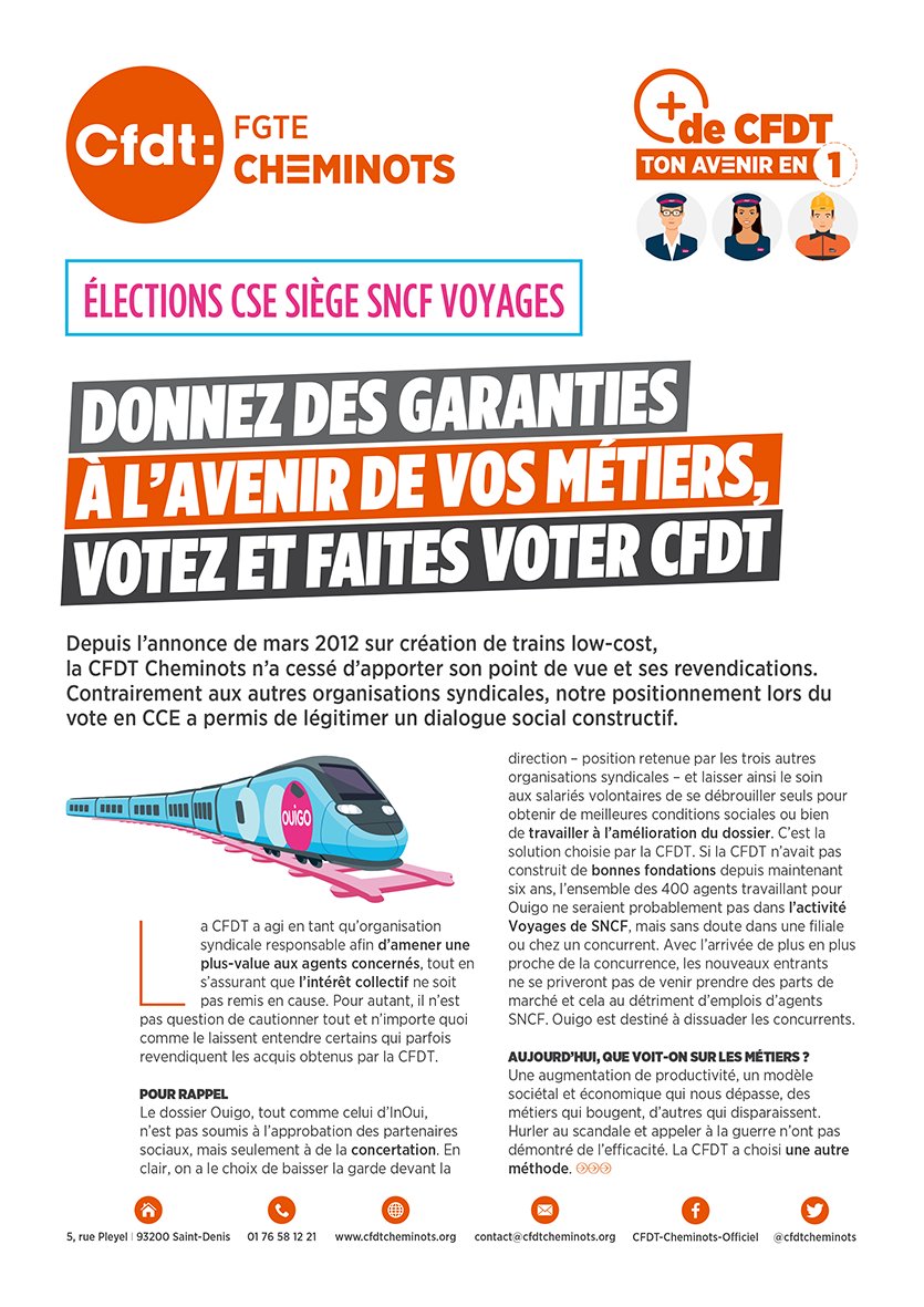 cfdtcheminots's tweet photo. II E-tract II Donnez des garanties à l'avenir de vos métiers, votez et faites voter @cfdtcheminots https://t.co/scFSGJRB7i
#CseSiègeVoyages #PlusDeCfdt #TonAvenirEn1 https://t.co/WNwdJRWjaB