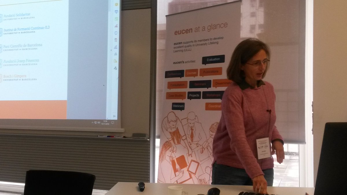 eucen's tweet photo. Cati Jerez from the Fundación @SolidaritatUB tells us about all the actions that the Foundation implements in support of #refugees in #highereducation @EPALE_EU @EUErasmusPlus @josephine_finn https://t.co/3TVZDWxm6Z