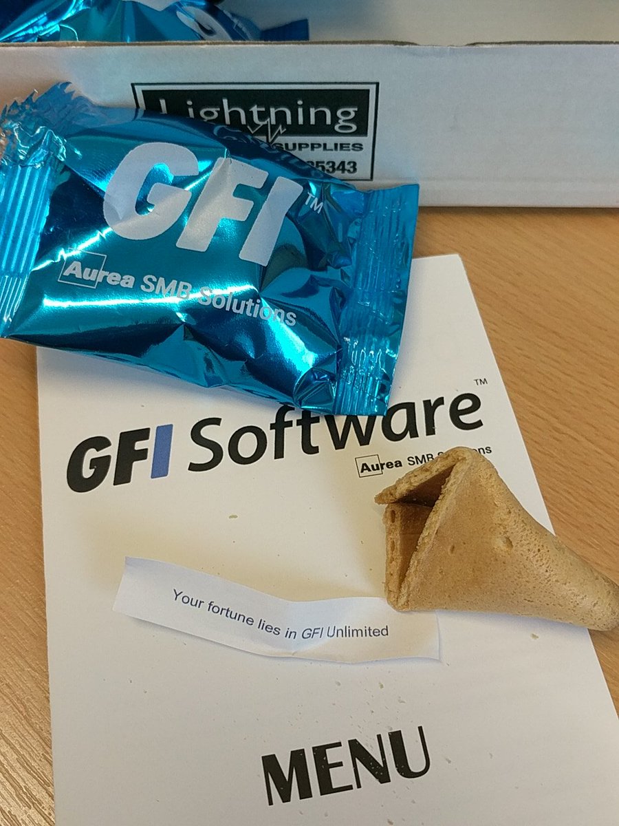 McDonaldICT's tweet photo. Thanks for the marketing snacks!
They should dip nicely into our coffee.
"Fortune favours the brave" @Infinigate @infinigateuk @GFISoftware #GFIunlimited #fortunecookie https://t.co/fhBiWWQIuw