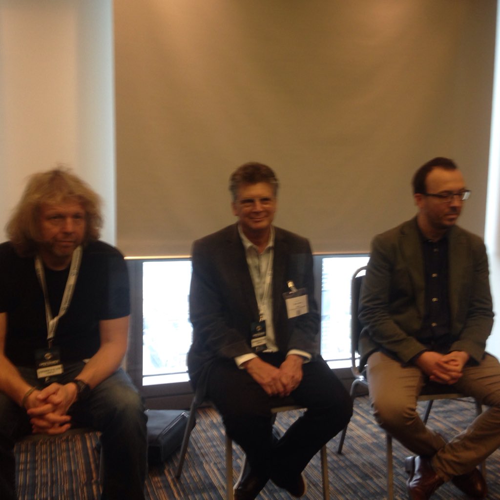 lhawthorn's tweet photo. .@coreofthepoodle, Greg Olson & @tobie kicking off the @OSStrategy panel on using management consultants to accelerate your #opensource #finserv strategy https://t.co/H3sgf6ri2A