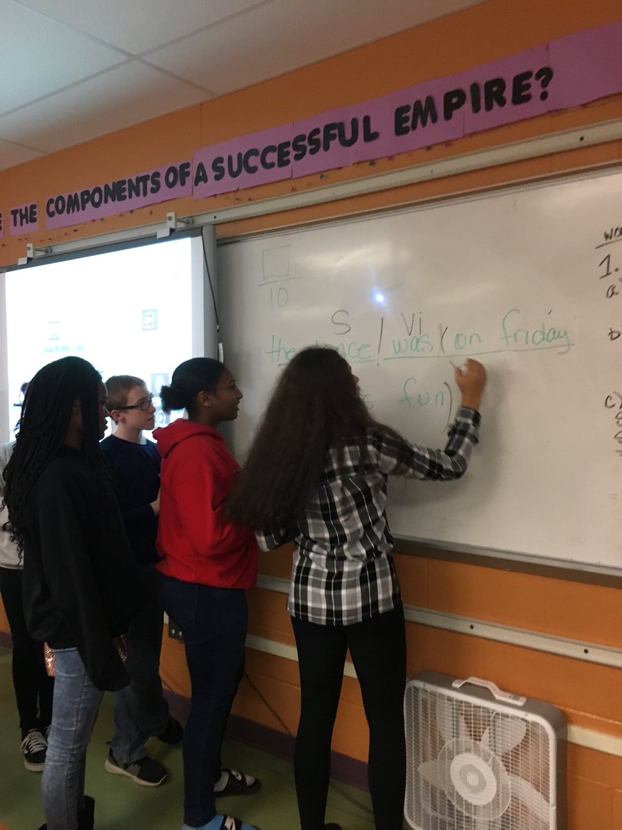 MizzOsClass's tweet photo. “Why are you erasing my (vt) - it’s CORRECT!”         “I’ll bet you five STEM tickets it’s an INtransitive verb because transitive verbs take a (do) and THAT’S a prep phrase. Ha!” Incredibly passionate debates and discussions being heard over...wait for it...GRAMMAR?! 😳 Whaat? https://t.co/jtE2SPvsfd