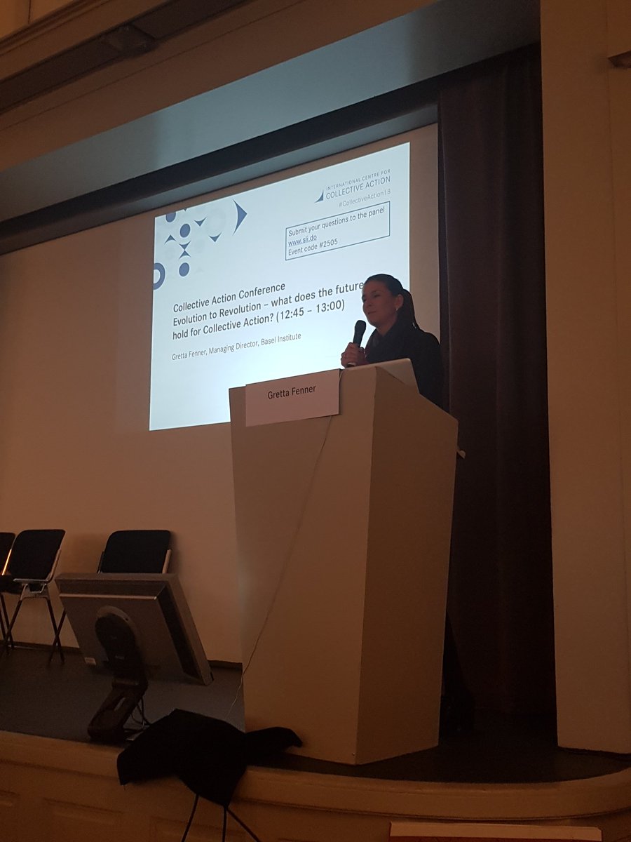 FightBribery's tweet photo. We want to see #CollectiveAction become a norm recognised by companies as a business tool #CollectiveAction18 @gretweets @BaselInstitute #anticorruption https://t.co/CoN6KuTq7r