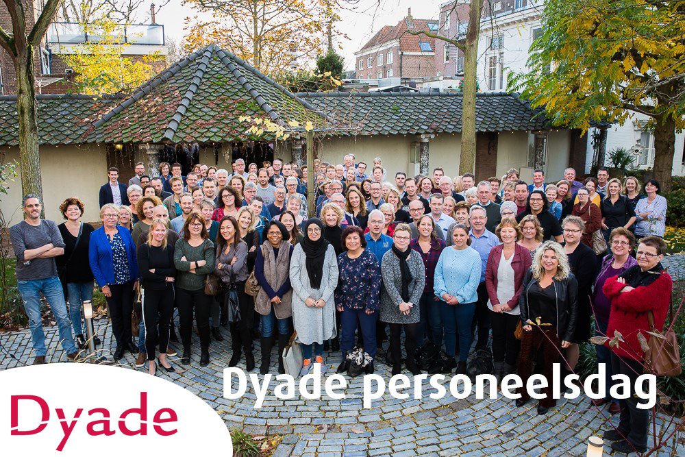 Dyade_info's tweet photo. Afgelopen dinsdag was de Dyade Personeelsdag: één dag offline om de klant daarna nog beter van dienst te kunnen zijn. Door de inzet en persoonlijke bijdrage van alle collega's kijken wij terug op een succesvolle en positieve personeelsdag. Bedankt! https://t.co/QtSrHlmrXC