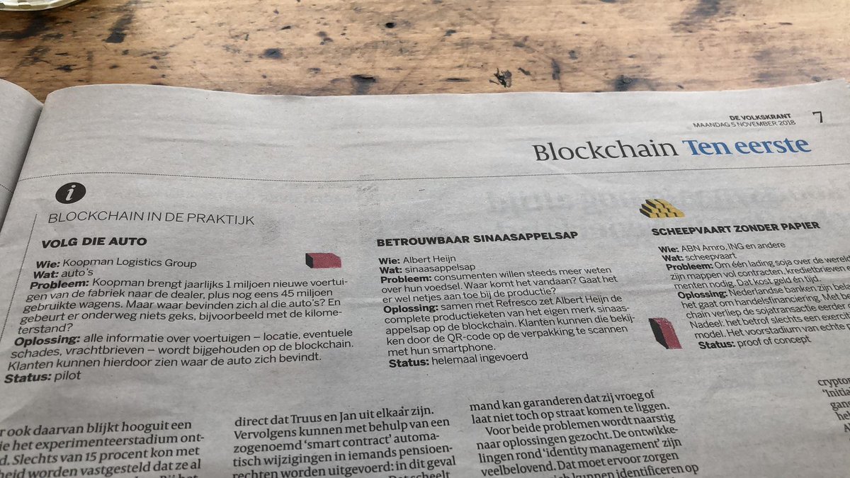 sim_supplychain's tweet photo. We are honoured that the @volkskrant has mentioned our project on the orange juice chain with our partners @albertheijn , @refresco and @louisdreyfuscompany as the one example of a successful blockchain implementation. Interested to find out what we have learned? https://t.co/VtIsDh46mx