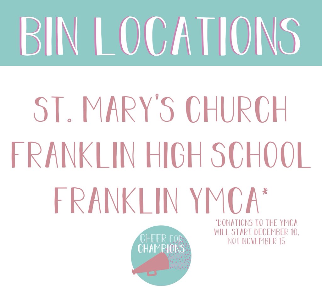 The donation bins are set up! This one can be found in the main office of Franklin High School. Check out the other locations where you can donate!