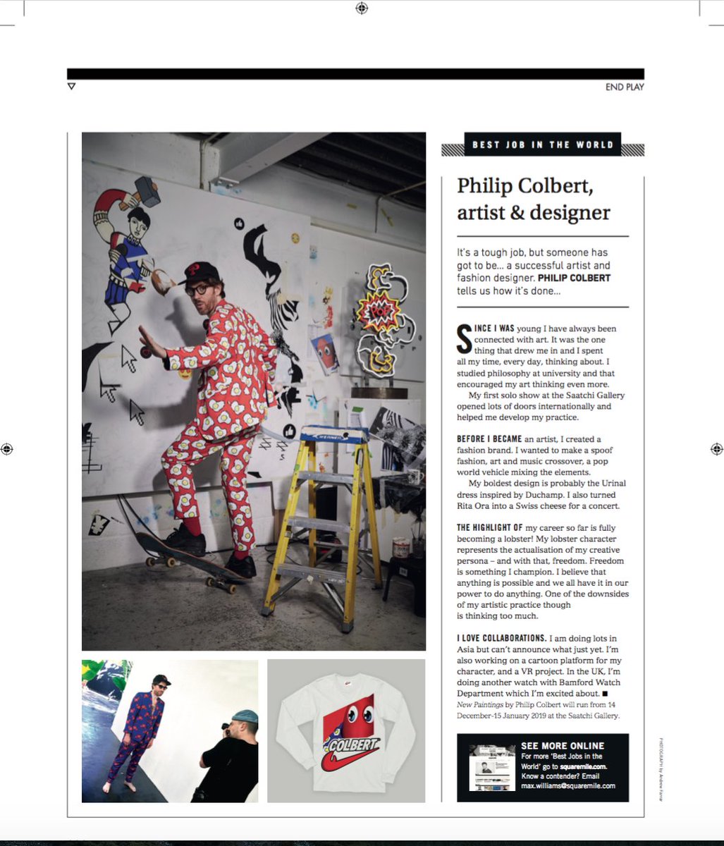 Pop art impressario Philip Colbert in full page interview in <a href="/squaremile_com/">Square Mile</a> magazine one month away from his solo show at <a href="/saatchi_gallery/">Saatchi Gallery</a>